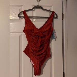 CUPSHE Rust Ruched One-Piece Swimsuit